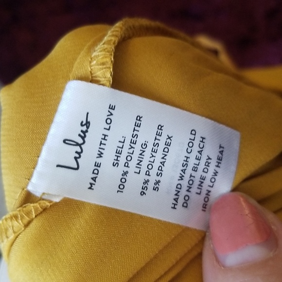 Lulu's Mustard Yellow Golden Slit Front Crisscross Back Gown XL as is* - Picture 10 of 12